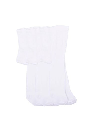 3'lü Kız Erkek Bebek - Çocuk Havlu Külotlu Çorap Pamuklu Düz Renk Beyaz