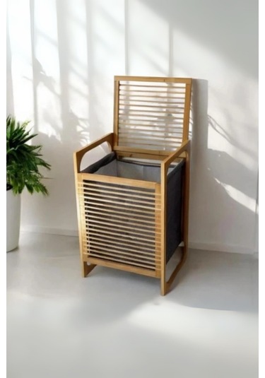Büro Ev Ofis Dekoru İçin 40x35x60cm Ahşap Bambu Kirli Çamaşır Sepeti Diğer