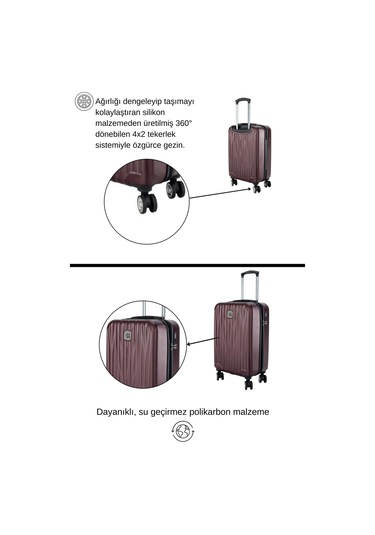 Kabin Boy %100 Polikarbon Valiz Bordo 1815 Bordo