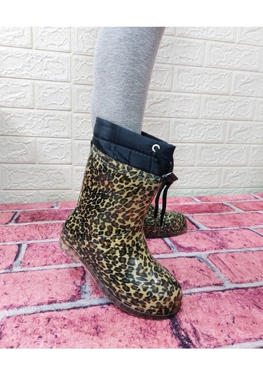 Çağrı Leopar Desenli İçi Kürklü Kız Çocuk Kar Yağmur Çizmesi 001