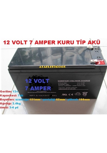 12 Volt 7 Amper 12V 7Ah Akü Güvenlik Alarm Ups Aküsü Pili