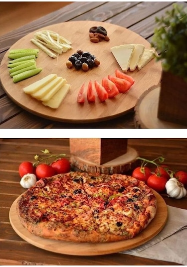 Busstier Bambu 360 Dönen Lüx Servis Ve Sunum Tabağı 30 Cm Pizza Ve Meze Tabağı Bambu