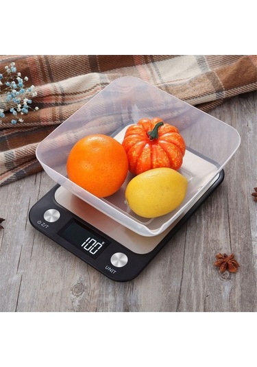 Dijital Akıllı Terazi - 15kg Tartım, Siyah Gıda Terazisi Siyah