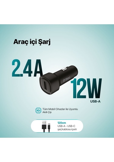 Ttec 2cks30cs Smartcharger 2.4a Araç Şarj Aleti + Usb-c Kablo 1 Adet