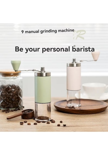 Moveevo El Elektrili Olmayan Taşınabilir Kahve Değirmeni, Cnc Çelik Öğe, Ahşap Kollü 304 Çelik Fincan İle El İşlemli Fincan Siyah