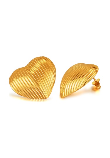 Sones Opk Ge907 1 Çift Vintage Kalp Küpe Geometrik Kişiselleştirilmiş Basit Paslanmaz Çelik Küpe