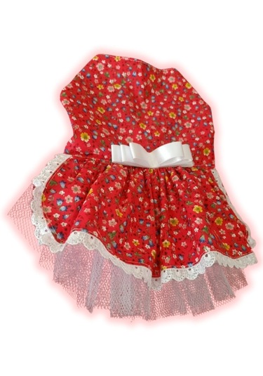 Gobo Rengarenk Çiçekli Fiyonklu Kedi Köpek Kıyafeti