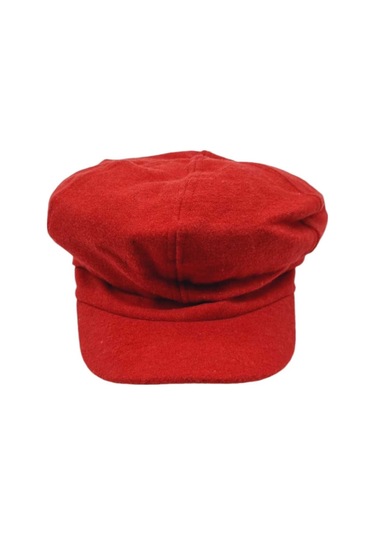 Uniquetrenders Kadın Arkadan Lastikli Kışlık Baretta Şapka Kırmızı
