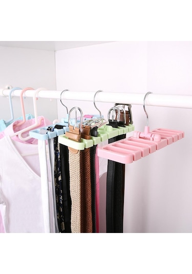 Dolap Saklama Rafı Kravat Kemer Eşarp Düzenleyici Yer Tasarrufu Sağlayan Döner Askı Tutucu Arı Yeşil