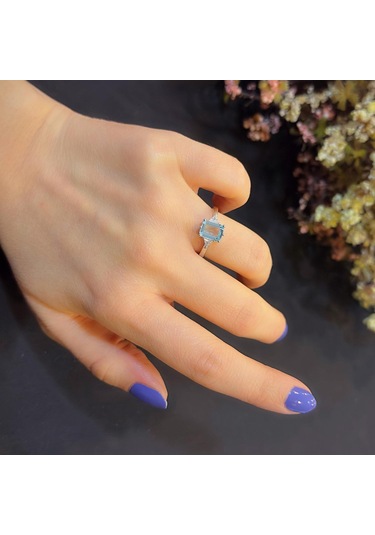 Stela Akuamarin Baget Gümüş Yüzük