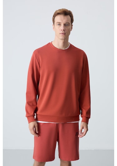 Tommy Life Kiremit Basic O Yaka Rahat Form Erkek Sweatshirt - 88053 Kiremit