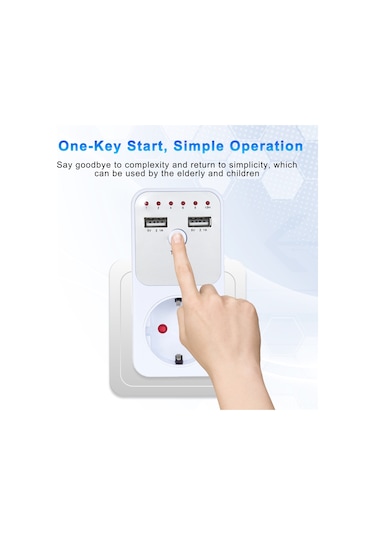 Shineyee "3680w Akıllı Zamanlayıcılı Priz, 2 Usb Portlu Hızlı Şarj, 6 Zaman Aralığı Ayarlanabilir, Avrupa Modeli"