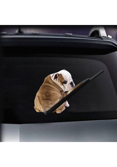 Jeemson Araba Arka Cam Köpek Sticker, Kabin Dekorasyon, Yağmur Sileci Sticker, Normal Yapıştırıcı Malzeme, 26x5cm Paket
