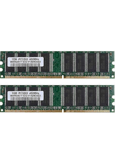 Wezone 2 Adet 1gb Ddr1-400mhz Masaüstü Bellek Modülü, Pc3200, 184 Pin, Cl3, Yeşil