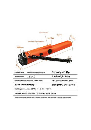 Dofolink El Tipi Metal Dedektörü Mavi - 360 Derece Yüksek Hassasiyetli Taşınabilir Metal Bulucu Pil Dahil Değil