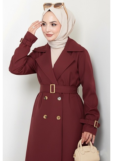 Tam Boy Su Geçirmez Trenç 1596 - Bordo Bordo