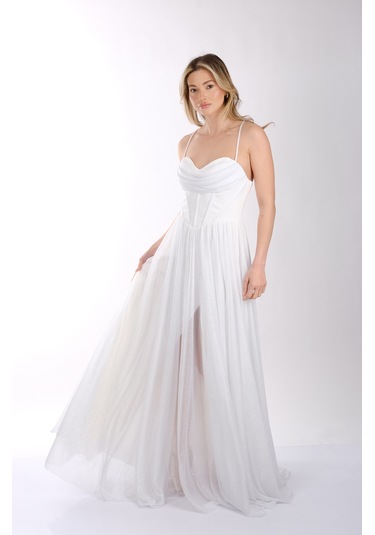 Abiye Elbise Dori 00kb5108 Beyaz