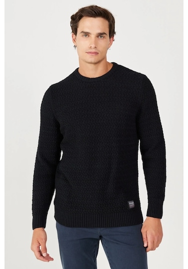 Wrangler Bisiklet Yaka Regular Fit Siyah Erkek Kazak W232580001 Siyah