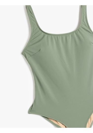 Koton Astarlı Pedli Kalın Askılı U Yaka Fit Mayo Haki 5sak20062mm Haki