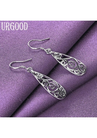 925 Ayar Gümüş Vintage Geometri Damla Küpe Takı