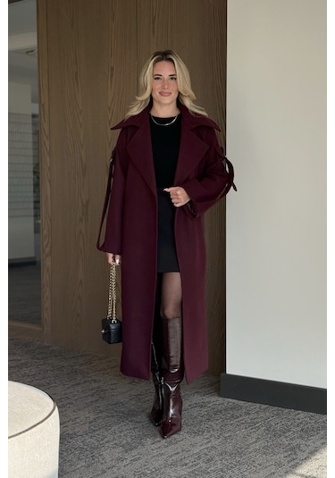 Bordo Kolları Cep Detaylı Premium Kaban - 408033 Bordo