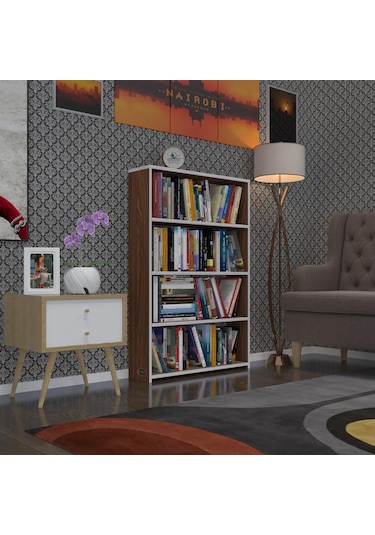 Kenzlife Kitaplık Süper Ga 120 80 19 Cvz 4 Katlı Tek Bölme Ofis Mutfak Banyo Dolabı Arkalıksız