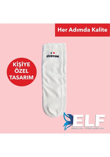 Kişiye Özel Yazılı Çorap Beyaz