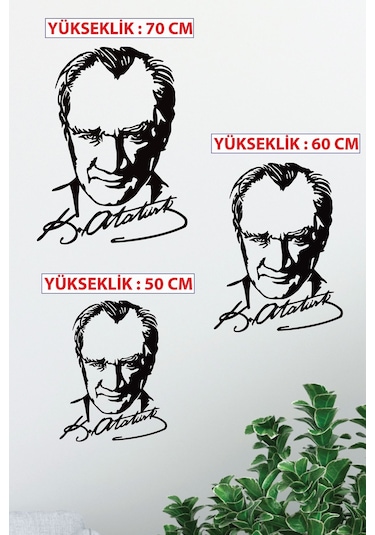 Gowpenart Atatürk İmzalı Portre Siyah Metal Duvar Tablosu