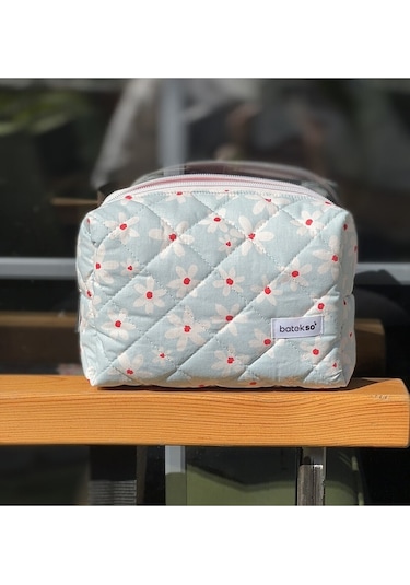 Batekso Büyük Boy Papatya Desenli Makyaj Çantası