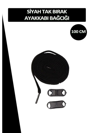 Elastik Siyah Akıllı Bağcık Tak Bırak Ayakkabı Bağcığı 100cm