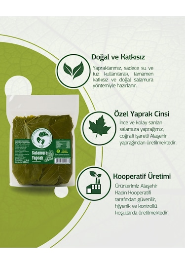 Alaşehir Kadın Kooperatifi Vakumlu Salamura Yaprak 500 G