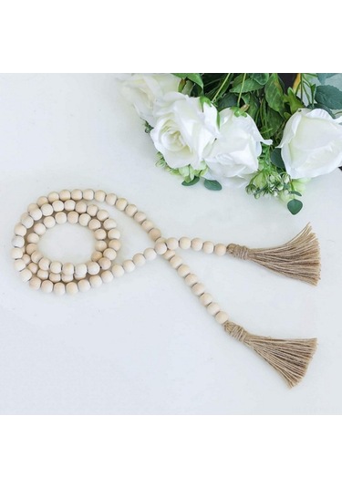 Suofeng Ahşap Boncuklu Püsküllü Duvar Dekorasyonu Ve Doğal