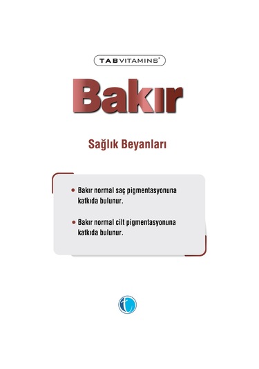 Tabvitamins Bakır 120 Bitkisel Kapsül Bakır Bisglisinat 2 Mg