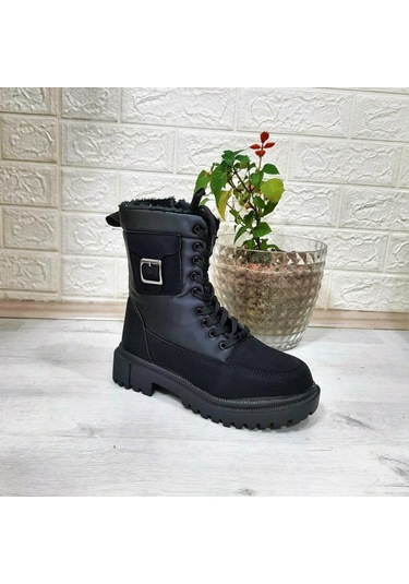 Twingo 900 Siyah Renk İçi Kürklü Fermuarlı Bayan Bot 001