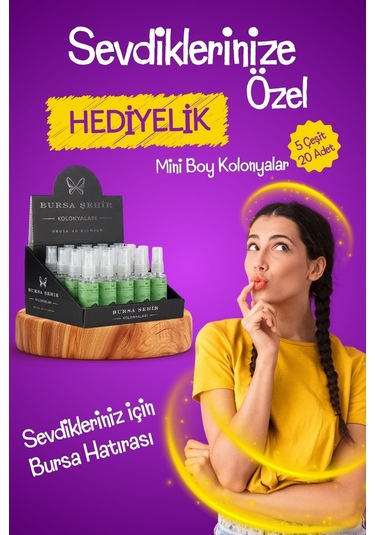 Bursa Şehir Kolonyaları, 20'li Çınarın Serinliği Kolonya Seti, Mini Boy, Sprey Kolonya