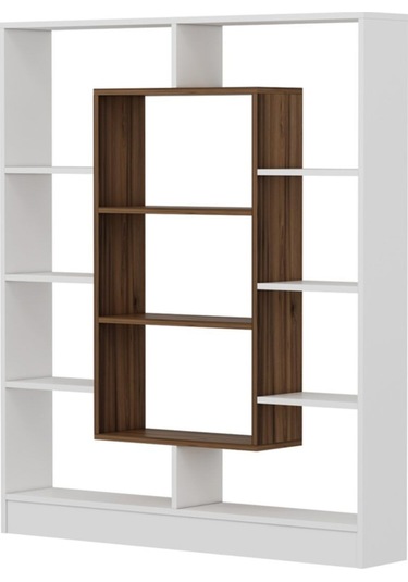 Venüs Kitaplık - Parlak Beyaz / Ceviz