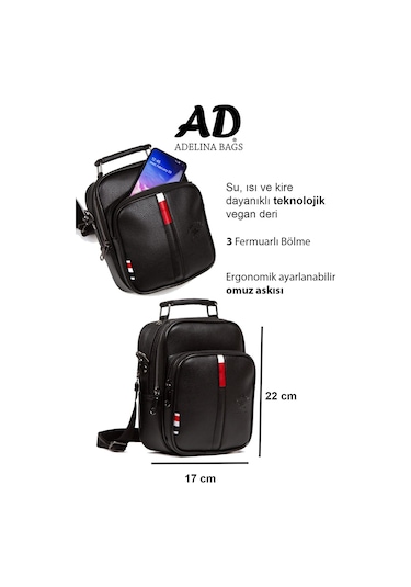 Adelina Siyah Deri El Ve Omuz Çanta Seyahat Günlük Çapraz Askılı