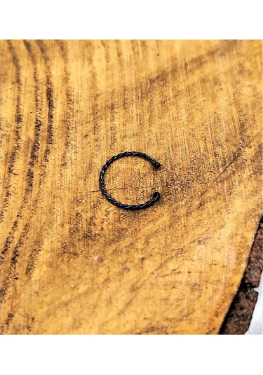 925 Ayar Gümüş Desenli Halka Siyah Kaplama Hızma Tek Adet Siyah