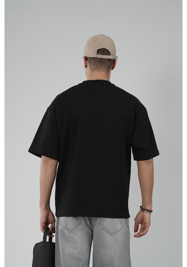 King-Brich Oversize Kalıp Effective Things Yazılı Basic Tişört Siyah