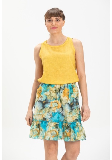 Vual Nesrin Kısa Etek Turkuaz Trkz