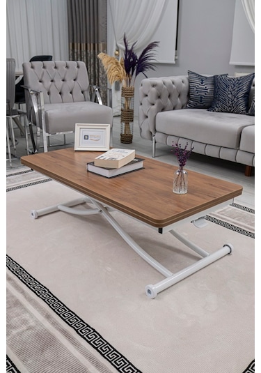 Juppo Üst Tabla Mdf Ceviz Oval Köşe Alt Beyaz İçe K