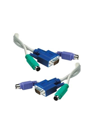1.5 Metre 2x PS2 + 1x VGA Tüm Soketleri Erkek KVM Switch Kablosu