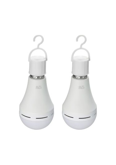 Qingmipy 2'li Set Şarj Edilebilir 12w Acil Durum Led Ampul - Kamp, Bahçe Ve Partiler İçin Taşınabilir Aydınlatma Çok Renkli