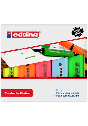 Edding Fosforlu Kalem E-344 5 Li Paket Çok Renkli