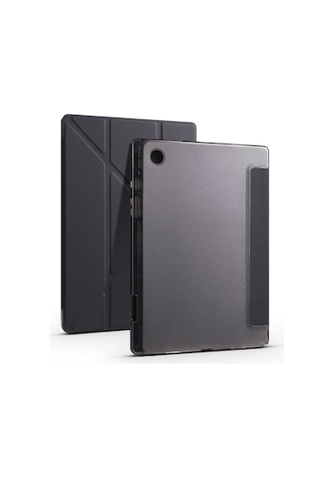 Kilifone - Galaxy Uyumlu Galaxy Tab A8 10.5 Sm-x200 2021 - Kılıf Kalem Bölmeli Stand Olabilen Origami Tri Folding Tablet Kılıfı - Siyah