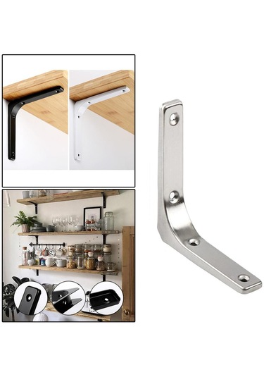 Suntek Ağır Hizmet Raf Aparatı Duvara Asma L Şekilli Braketler Gümüş 4 İnç Gümüş