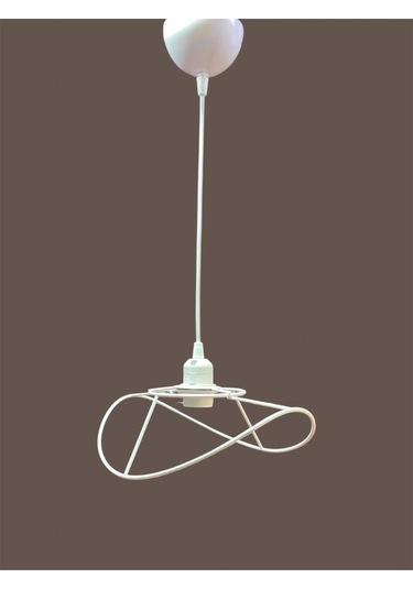 Yaprak Avize Teli , İskeleti Küçük Boy 34x23 Cm Beyaz Statik Boyalı Duy Takımı Dahil Beyaz