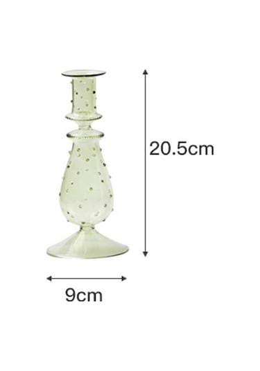 Suntek Cam Mumluk Standı Şamdan Dekor Yemek Noel 9x20.5cm Yeşil