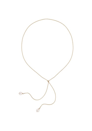 7,5 Mm Asansör Zincirli Doğal İnci Kolye Rose