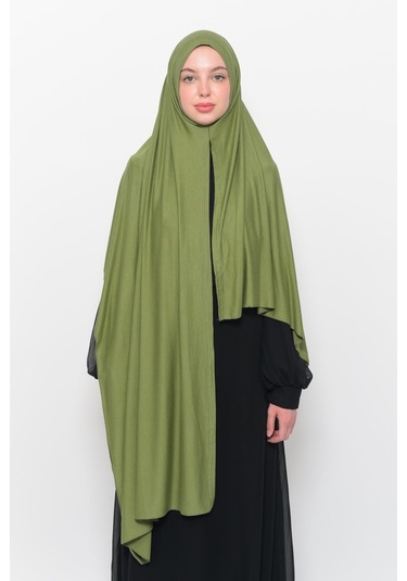 Hazır Pratik Geçmeli Lüks Düz Penye Şal Çapraz Hizalı Fıstık Yeşili